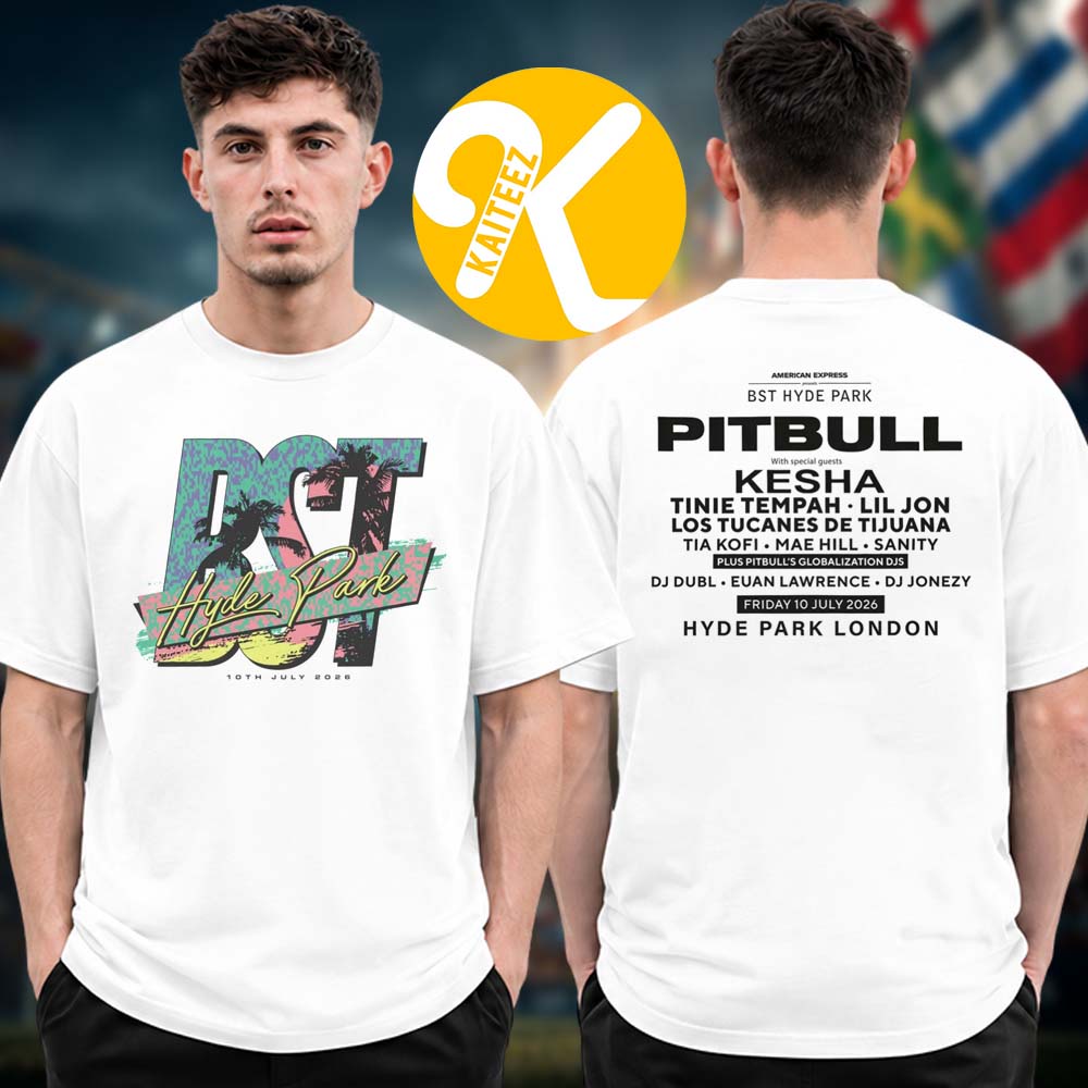 BST Hyde Park 2026 x Pitbull Event Two Sided Unisex T-Shirt BST Hyde Park 2026 x Pitbull Event Two Sided Unisex T-Shirt