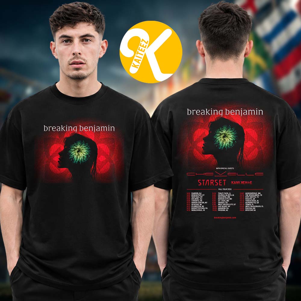 Breaking Benjamin Fall Tour 2026 North American Tour Dates Two Sided Unisex T-Shirt Breaking Benjamin Fall Tour 2026 North American Tour Dates Two Sided Unisex T-Shirt