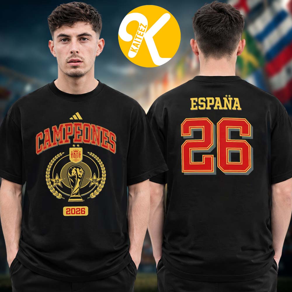 Campeones Espana Spain National Team 2026 FIFA World Cup Champions Trophy Red Two Sided Unisex T-Shirt Campeones Espana Spain National Team 2026 FIFA World Cup Champions Trophy Red Two Sided Unisex T-Shirt