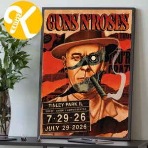 Guns N Roses Lithograph Tinley Park IL Event Poster At Credit Union 1 Amphitheatre In Tinley Park IL On July 29 2026 Home Decor Poster Canvas