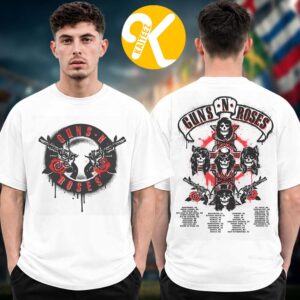 Guns N Roses Merch World Tour 2026 US Dates Spray Painted White Two Sided Unisex T-Shirt