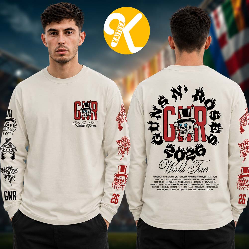 Guns N Roses Merch World Tour 2026 US Tour Dates Unisex Longsleeve Shirt Guns N Roses Merch World Tour 2026 US Tour Dates Unisex Longsleeve Shirt