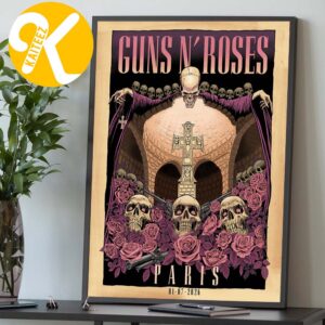 Guns N Roses Poster Night 1 At Accor Arena In Paris France On July 1 2026 Home Decor Poster Canvas