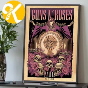 Guns N Roses Poster Night 2 At Accor Arena In Paris France On July 1 2026 Home Decor Poster Canvas