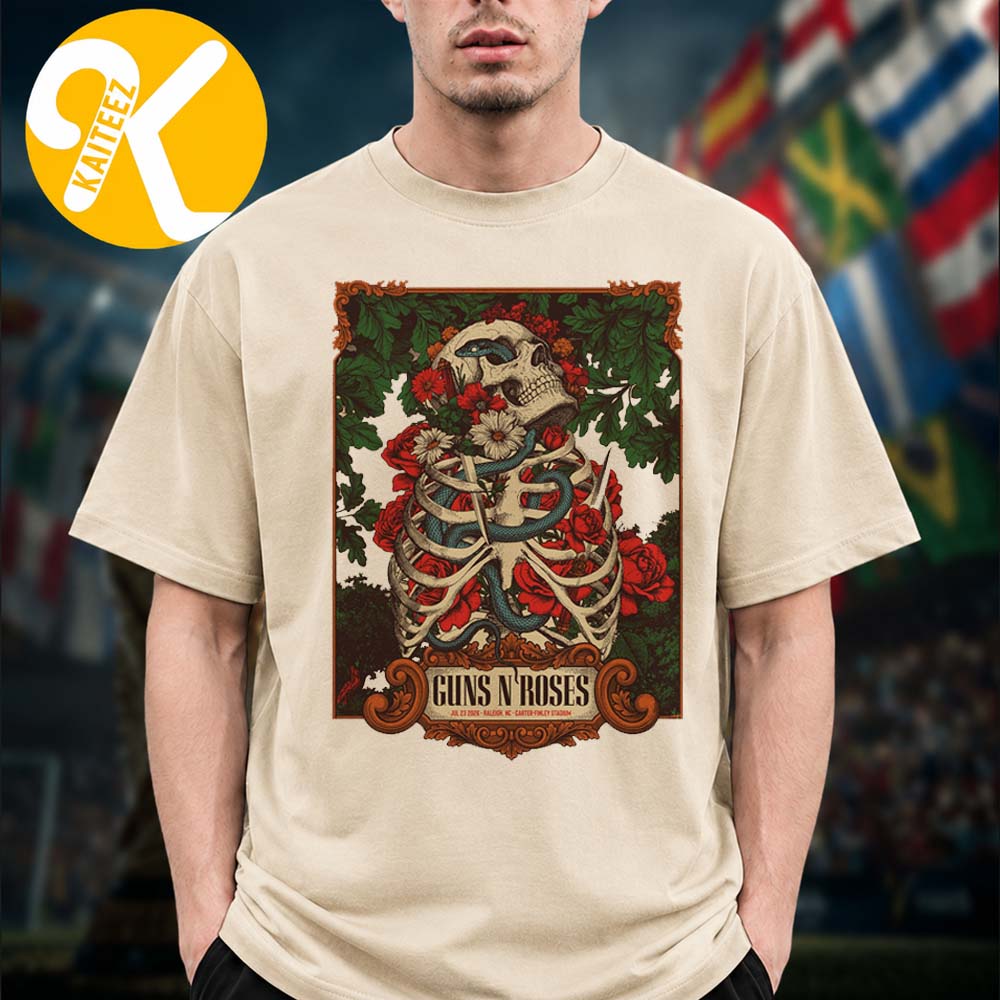 Guns N Roses Raleigh NC Event Poster North American Tour At Carter Finley Stadium In Raleigh NC On July 23 2026 Unisex T-Shirt Guns N Roses Raleigh NC Event Poster North American Tour At Carter Finley Stadium In Raleigh NC On July 23 2026 Unisex T-Shirt