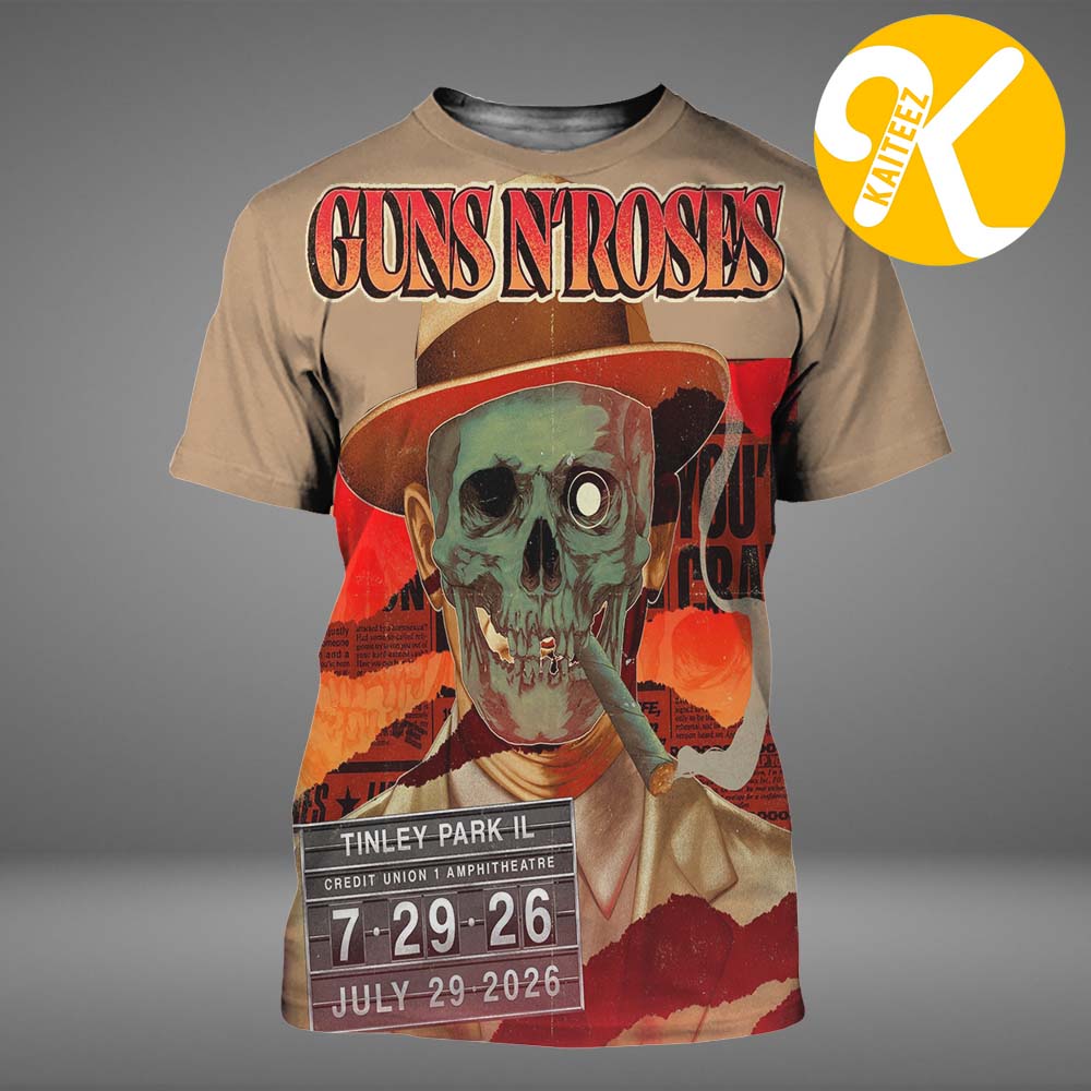 Guns N Roses Tinley Park IL Event Poster At Credit Union 1 Amphitheatre In Tinley Park IL On July 29 2026 All Over Print Shirt Guns N Roses Tinley Park IL Event Poster At Credit Union 1 Amphitheatre In Tinley Park IL On July 29 2026 All Over Print Shirt