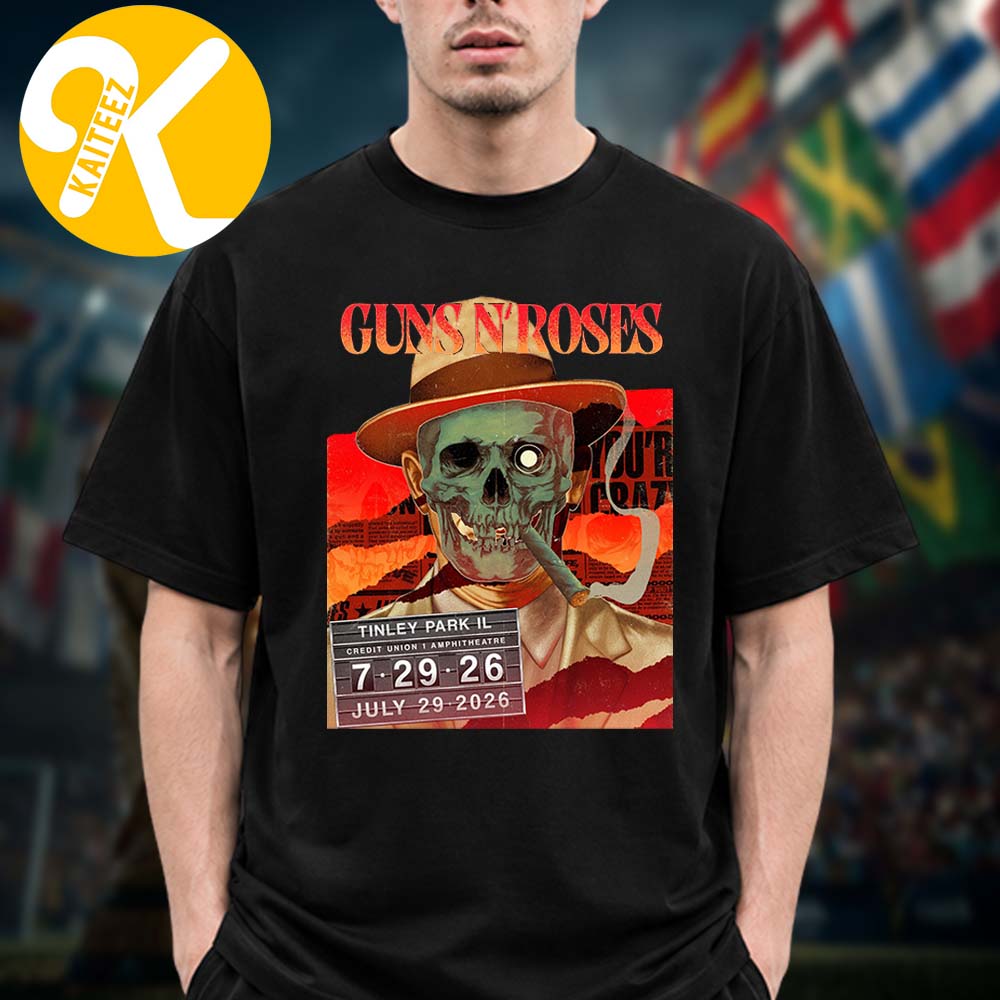 Guns N Roses Tinley Park IL Event Poster At Credit Union 1 Amphitheatre In Tinley Park IL On July 29 2026 Unisex T-Shirt Guns N Roses Tinley Park IL Event Poster At Credit Union 1 Amphitheatre In Tinley Park IL On July 29 2026 Unisex T-Shirt