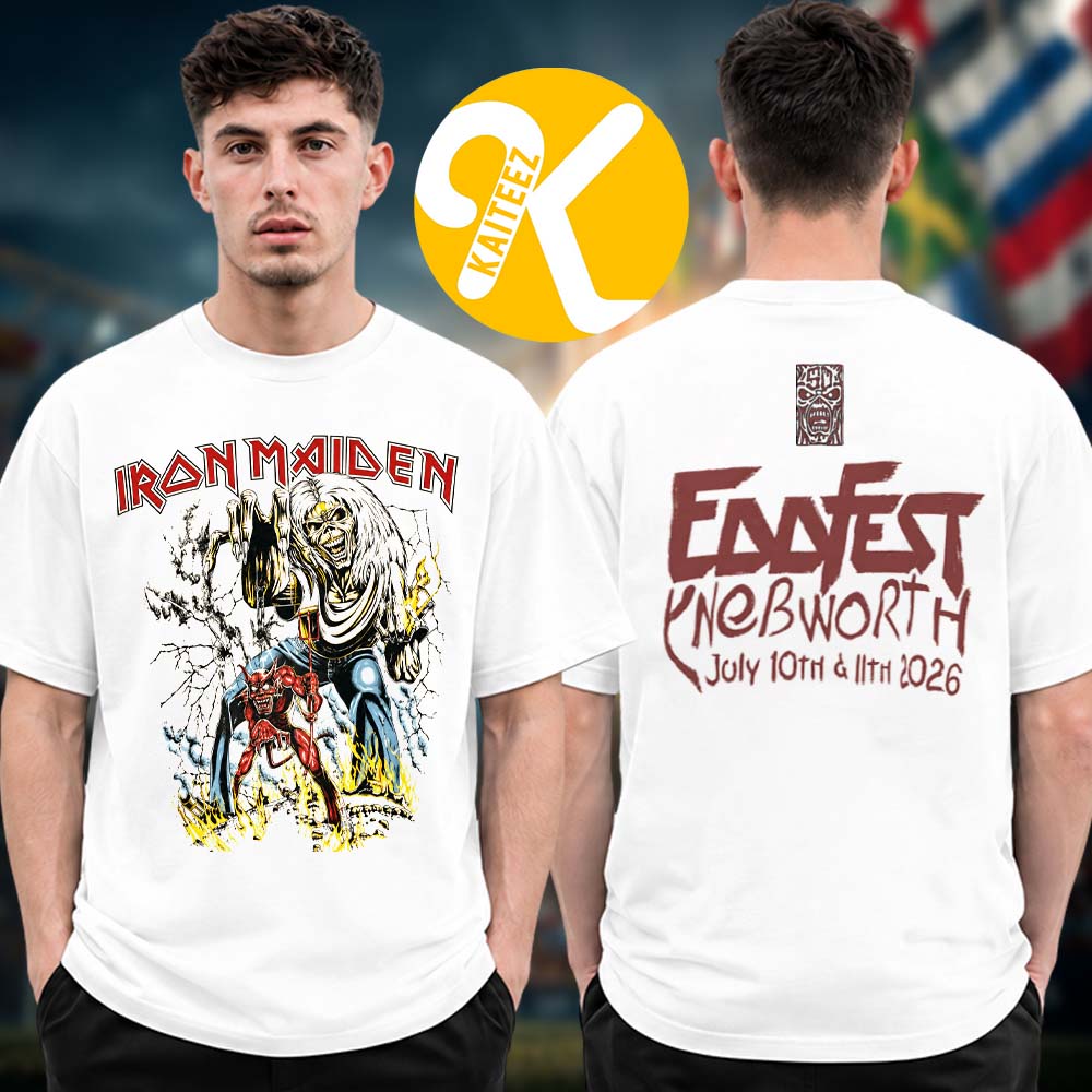 Iron Maiden Exclusive Tee EddFest 2026 Merch At Knebworth Park On July 10 11 2026 Art Work White Two Sided Unisex T-Shirt Iron Maiden Exclusive Tee EddFest 2026 Merch At Knebworth Park On July 10 11 2026 Art Work White Two Sided Unisex T-Shirt