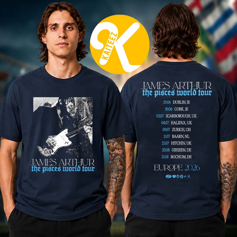 James Arthur The Pisces World Tour 2026 Photo Itin Navy Two Sided Unisex T-Shirt James Arthur The Pisces World Tour 2026 Photo Itin Navy Two Sided Unisex T-Shirt