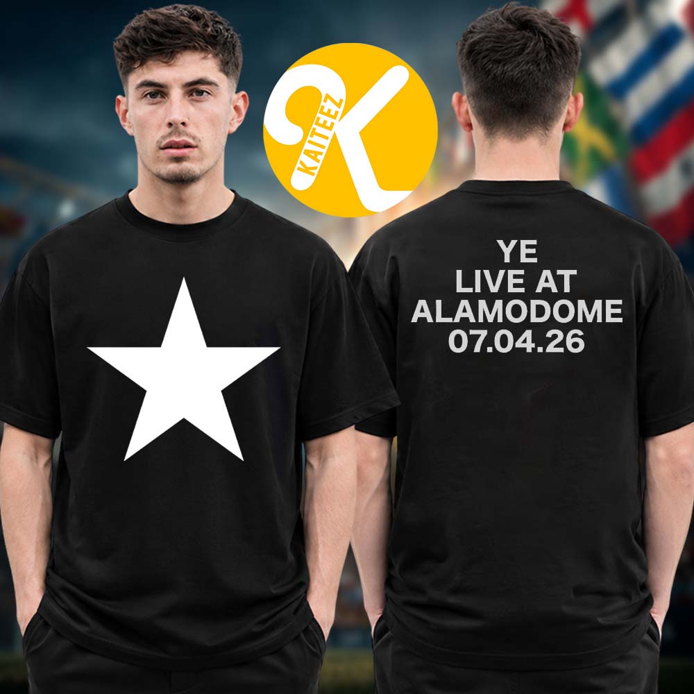 Kanye West Live At Alamodome On July 4 2026 Star Black Two Sided Unisex T-Shirt Kanye West Live At Alamodome On July 4 2026 Star Black Two Sided Unisex T-Shirt