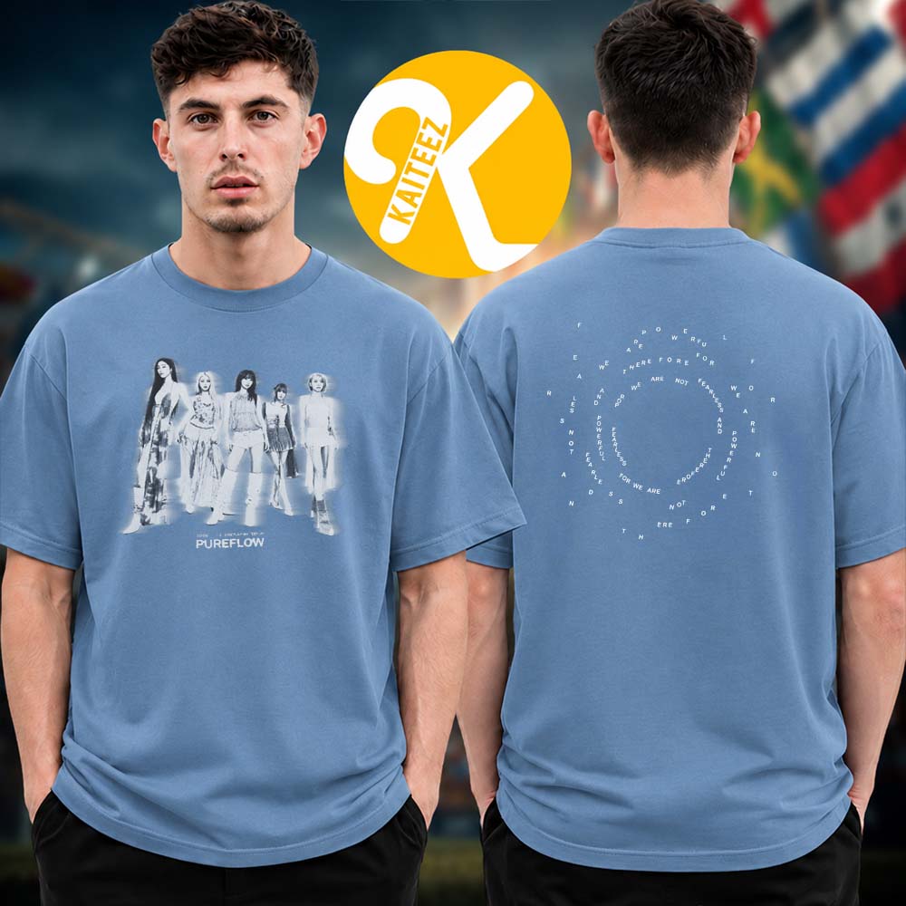 LE SSERAFIM Merch Pureflow Tour 2026 Photo Blue Two Sided Unisex T-Shirt LE SSERAFIM Merch Pureflow Tour 2026 Photo Blue Two Sided Unisex T-Shirt