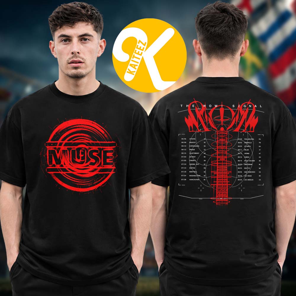 Muse Band Merch The Wow! Signal USA Tour 2026 Tour Dates Two Sided Unisex T-Shirt Muse Band Merch The Wow! Signal USA Tour 2026 Tour Dates Two Sided Unisex T-Shirt