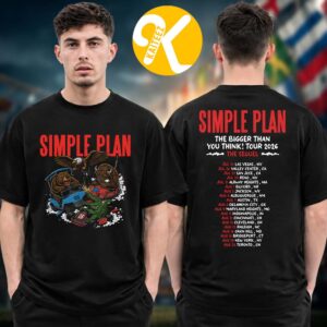 Simple Plan Merch The Bigger Than You Think US Tour 2026 Event Poster Tour Dates Two Sided Unisex T-Shirt