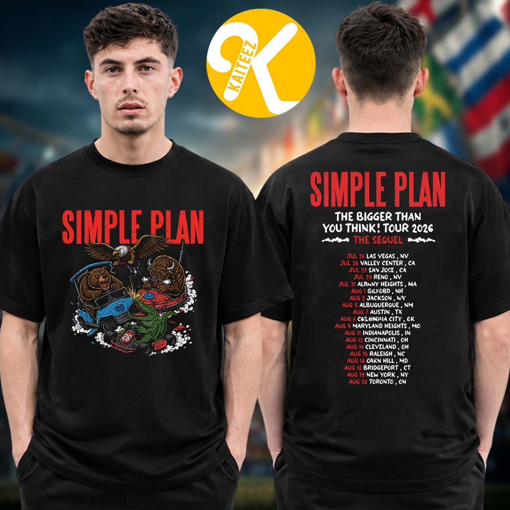 Simple Plan Merch The Bigger Than You Think US Tour 2026 Event Poster Tour Dates Two Sided Unisex T-Shirt Simple Plan Merch The Bigger Than You Think US Tour 2026 Event Poster Tour Dates Two Sided Unisex T-Shirt