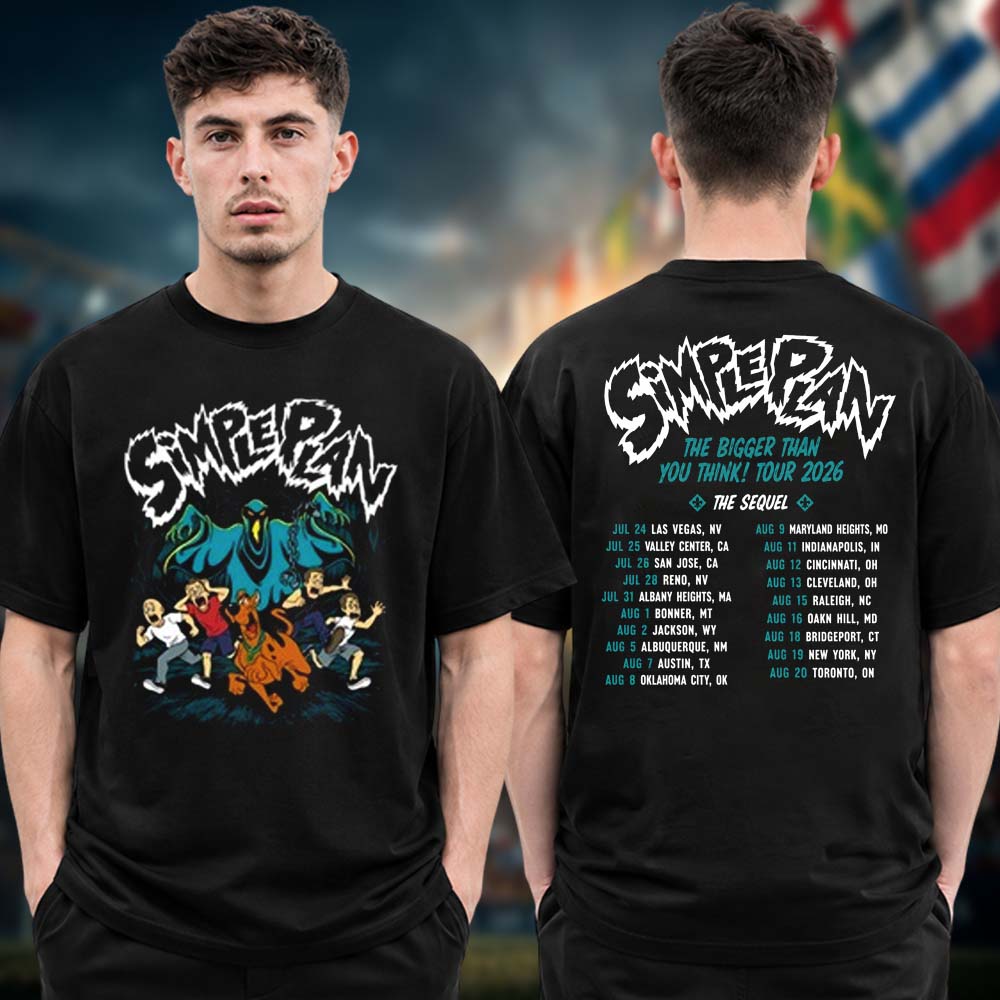Simple Plan Merch The Bigger Than You Think US Tour 2026 Ghost Chase With Scooby Doo Tour Dates Two Sided Unisex T-Shirt Simple Plan Merch The Bigger Than You Think US Tour 2026 Ghost Chase With Scooby Doo Tour Dates Two Sided Unisex T-Shirt