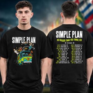 Simple Plan Merch The Bigger Than You Think US Tour 2026 Tour Band With Scooby Doo On Bus Tour Dates Two Sided Unisex T-Shirt