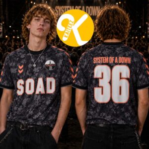 System Of A Down Merch EU And UK Tour 2026 Black Camo Football Jersey