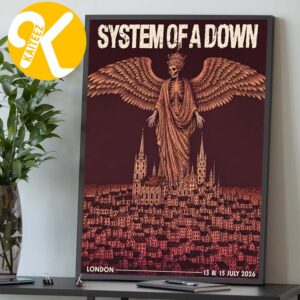 System Of A Down SOAD Event Poster London England 2026 Pop Up Exclusive Merch July 13 15 2026 Home Decor Poster Canvas