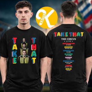 Take That Merch The Circus Live Us Tour Dates 2026 Photo Dates Two Sided Unisex T-Shirt