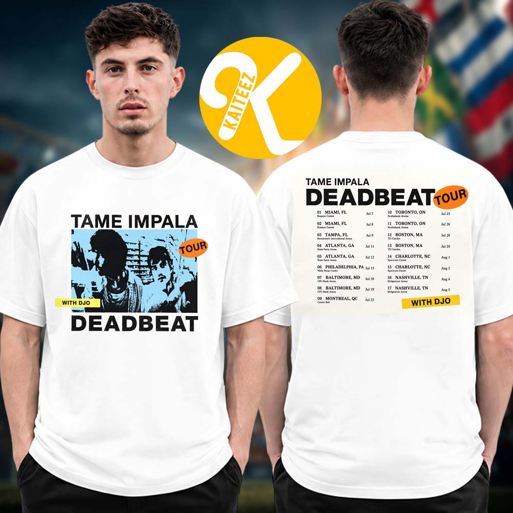 Tame Impala Deadbeat Tour 2026 With Djo Merch Photo Tour Dates Two Sided Unisex T-Shirt Tame Impala Deadbeat Tour 2026 With Djo Merch Photo Tour Dates Two Sided Unisex T-Shirt