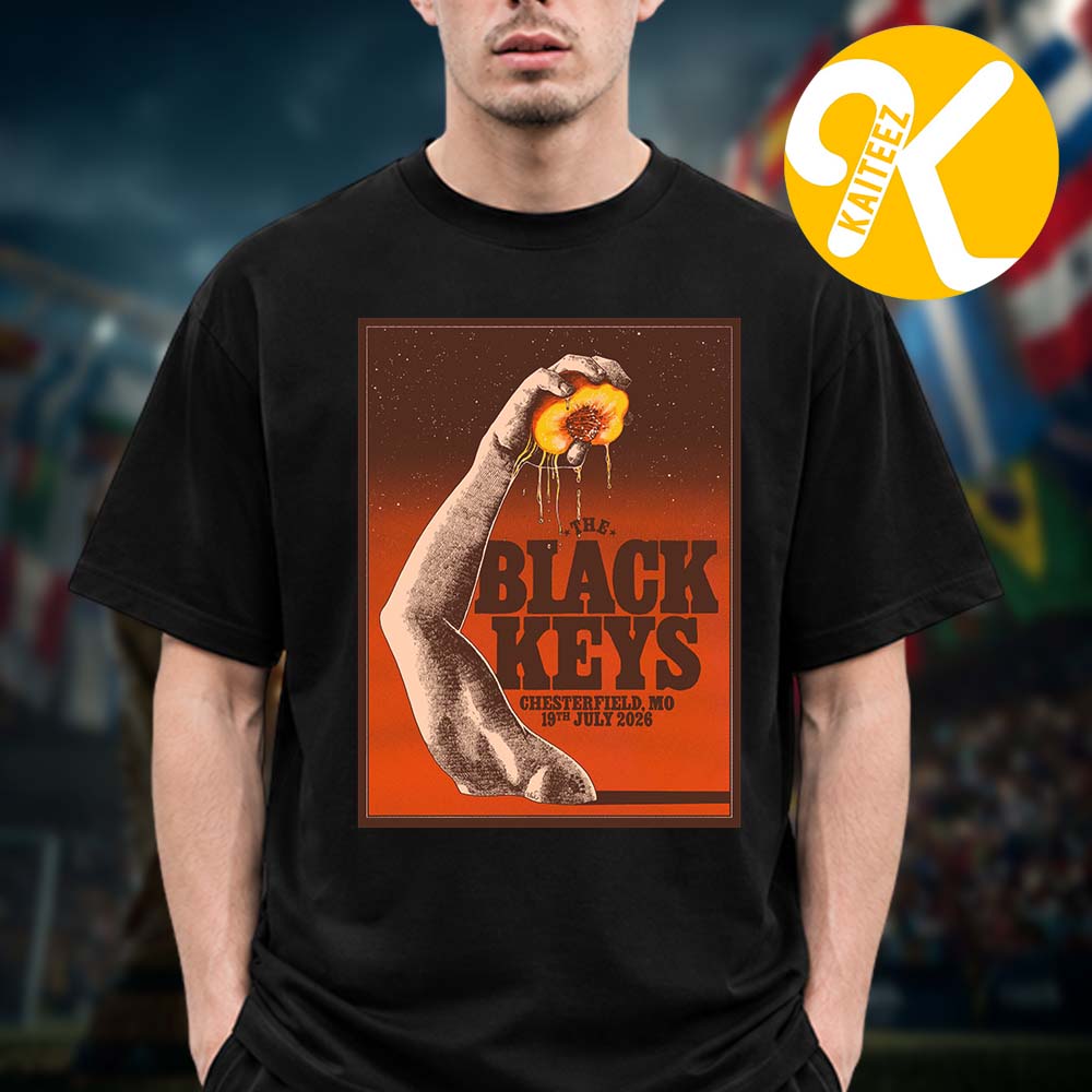 The Black Keys Chesterfield MO Event Poster Peaches N Kream Tour 2026 At The Factory In Chesterfield MO On July 19 2026 Unisex T-Shirt The Black Keys Chesterfield MO Event Poster Peaches N Kream Tour 2026 At The Factory In Chesterfield MO On July 19 2026 Unisex T-Shirt