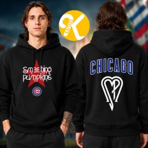 The Smashing Pumpkins x SB Cubs Chicago Pop Up Merch Exclusive Collab Black Two Sided Hoodie Shirt
