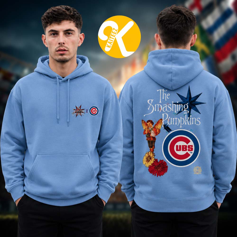 The Smashing Pumpkins x SB Cubs Chicago Pop Up Merch Exclusive Collab Blue Two Sided Hoodie Shirt The Smashing Pumpkins x SB Cubs Chicago Pop Up Merch Exclusive Collab Blue Two Sided Hoodie Shirt