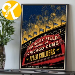 Tyler Childers Chicago IL Event Poster At Wrigley Field In Chicago IL On July 12 2026 Home Decor Poster Canvas