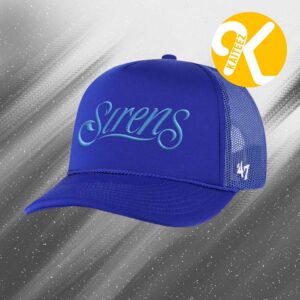 Cleveland Sirens WNBA Merch Siren Blue Wordmark Foam Trucker Hat