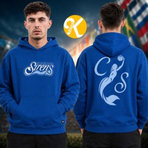 Cleveland Sirens WNBA Merch Wild Collective Siren Blue Multi Logo Two Sided Unisex Hoodie