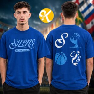 Cleveland Sirens WNBA Merch Wild Collective Siren Blue Multi Logo Two Sided Unisex T-Shirt