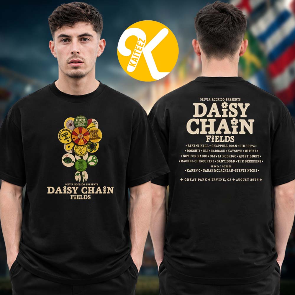 Daisy Chain Fields Festival 2026 Merch At Great Park Live In Irvine CA On August 29 2026 Line Up Two Sided Unisex T-Shirt Daisy Chain Fields Festival 2026 Merch At Great Park Live In Irvine CA On August 29 2026 Line Up Two Sided Unisex T-Shirt