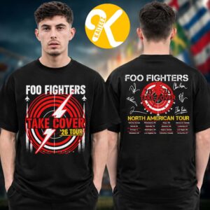 Foo Fighters Merch Take Cover Tour 2026 North American Tour Dates Two Sided Unisex T-Shirt