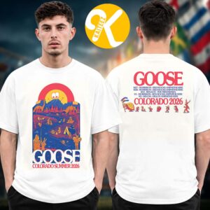 Goose The Band Merch Lewy Jones Colorado Summer 2026 Tour Dates Two Sided Unisex T-Shirt