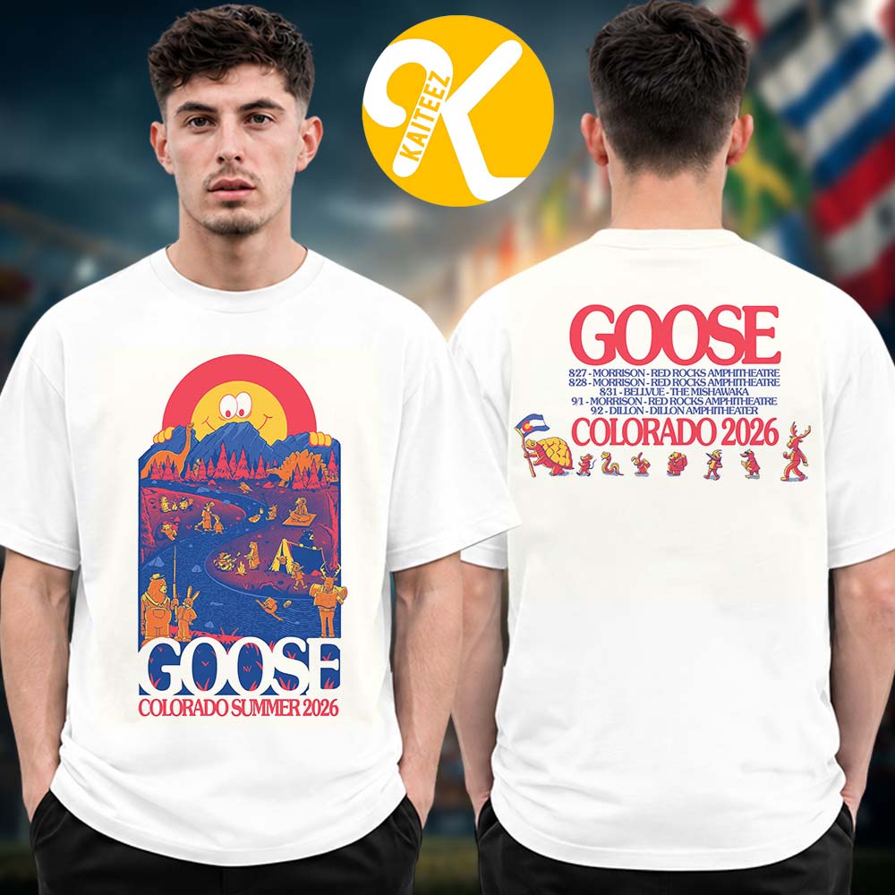 Goose The Band Merch Lewy Jones Colorado Summer 2026 Tour Dates Two Sided Unisex T-Shirt Goose The Band Merch Lewy Jones Colorado Summer 2026 Tour Dates Two Sided Unisex T-Shirt