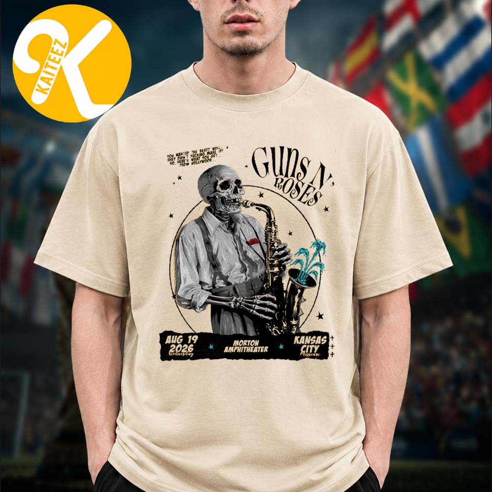 Guns N Roses Kansas City MO Event Poster At Morton Amphitheater In Kansas City MO On August 19 2026 Unisex T-Shirt Guns N Roses Kansas City MO Event Poster At Morton Amphitheater In Kansas City MO On August 19 2026 Unisex T-Shirt