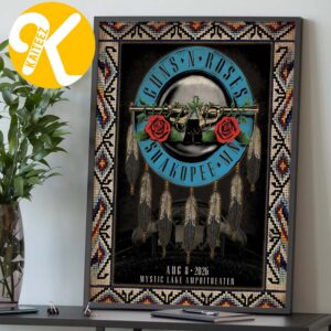 Guns N Roses Shakopee MN Event Poster At Mystic Lake Amphitheater In Shakopee MN On August 8 2026 Home Decor Poster Canvas