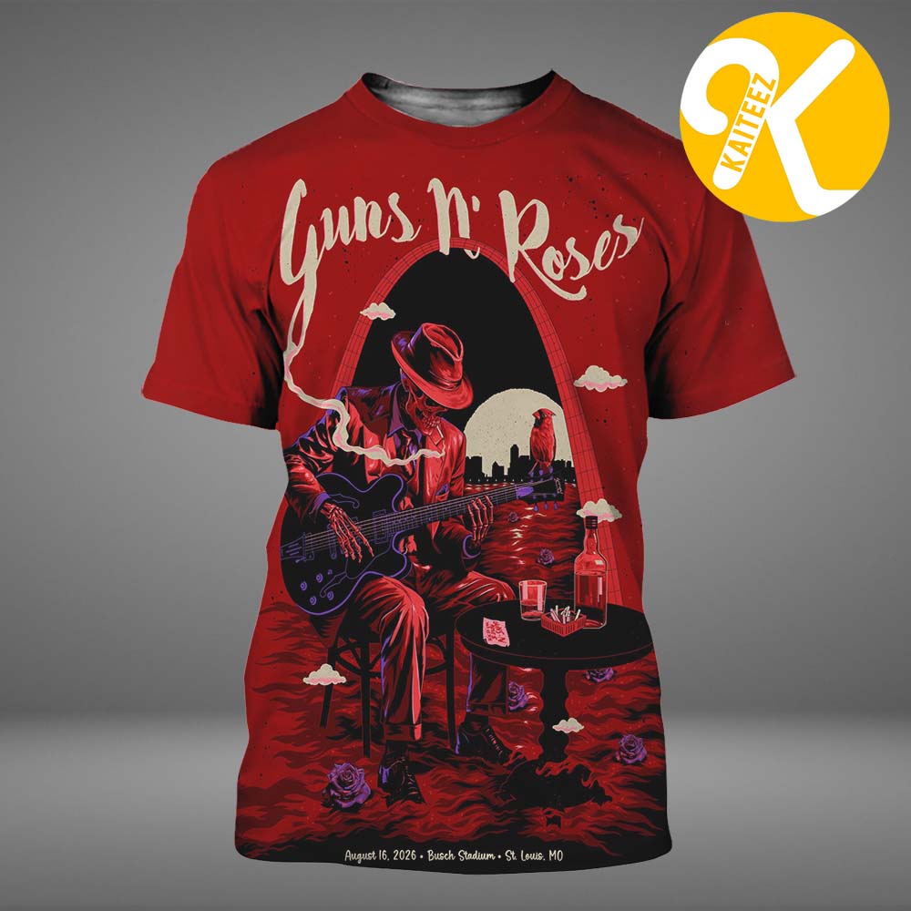 Guns N Roses St Louis MO Event Poster At Busch Stadium In St Louis MO On August 16 2026 All Over Print Shirt Guns N Roses St Louis MO Event Poster At Busch Stadium In St Louis MO On August 16 2026 All Over Print Shirt
