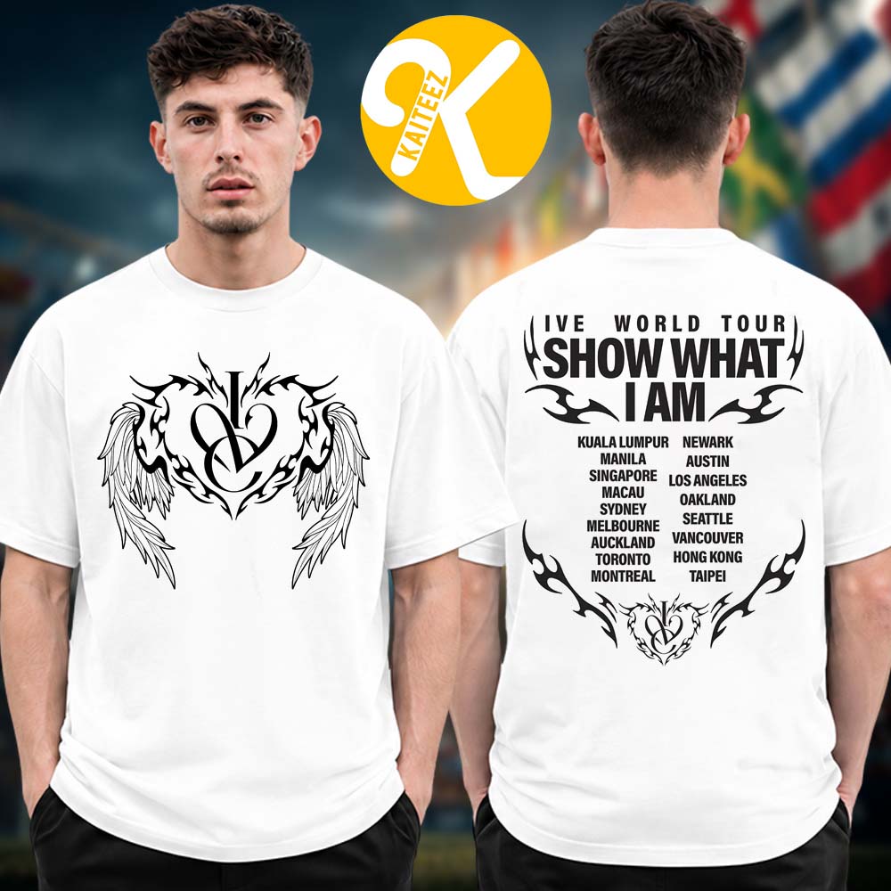 IVE Merch Show That I Am World Tour 2026 White Tribal Heart Crest Two Sided Unisex T-Shirt IVE Merch Show That I Am World Tour 2026 White Tribal Heart Crest Two Sided Unisex T-Shirt