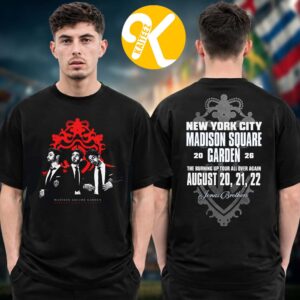 Jonas Brothers New York Pop Up Merch Event Tee Burning Up All Over Again Tour 2026 Red Dress Statue Of Liberty Two Sided Unisex T-Shirt