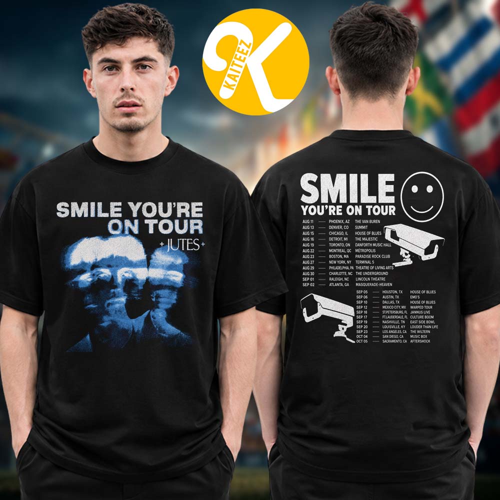 Jutes Merch Smile You’re On Tour 2026 Tour Dates Two Sided Unisex T-Shirt Jutes Merch Smile You’re On Tour 2026 Tour Dates Two Sided Unisex T-Shirt