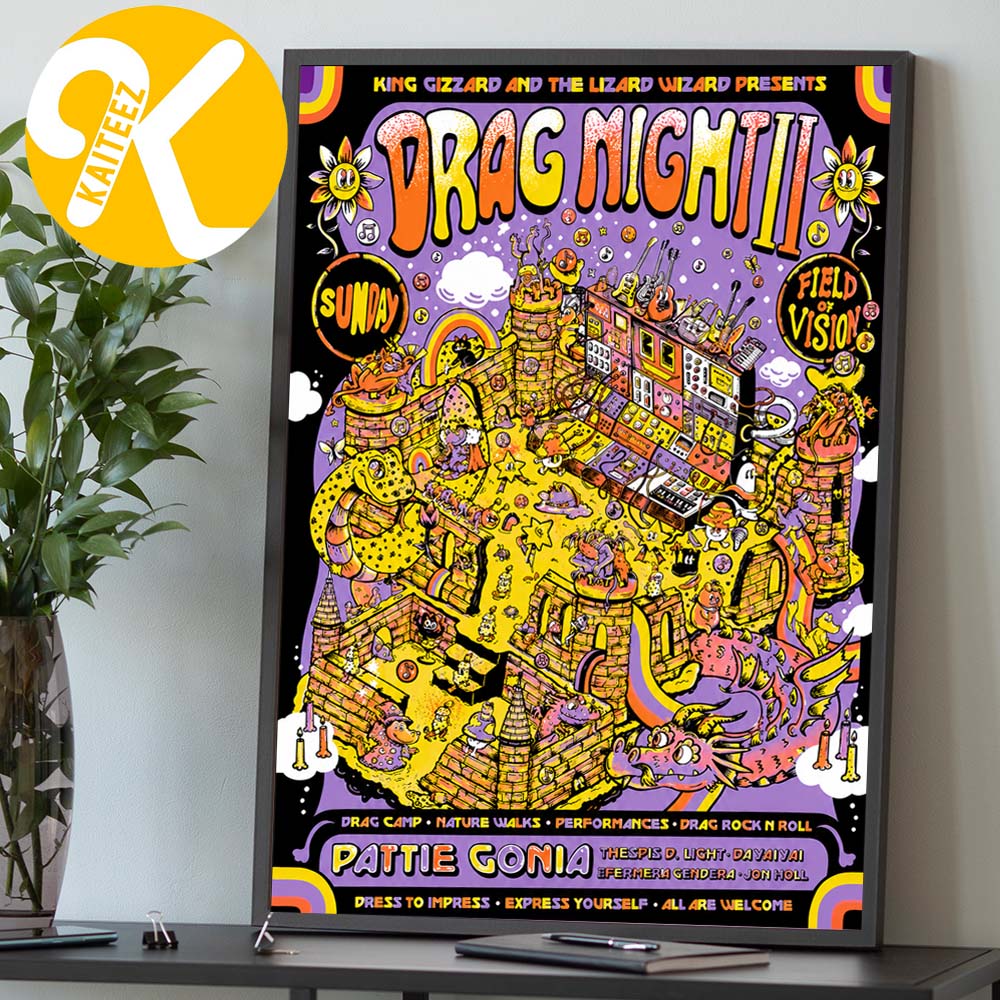 King Gizzard And The Lizard Wizard Event Poster Field of Vision II Festival In Buena Vista CO On August 14 16 2026 Drag Night Home Decor Poster Canvas King Gizzard And The Lizard Wizard Event Poster Field of Vision II Festival In Buena Vista CO On August 14 16 2026 Drag Night Home Decor Poster Canvas