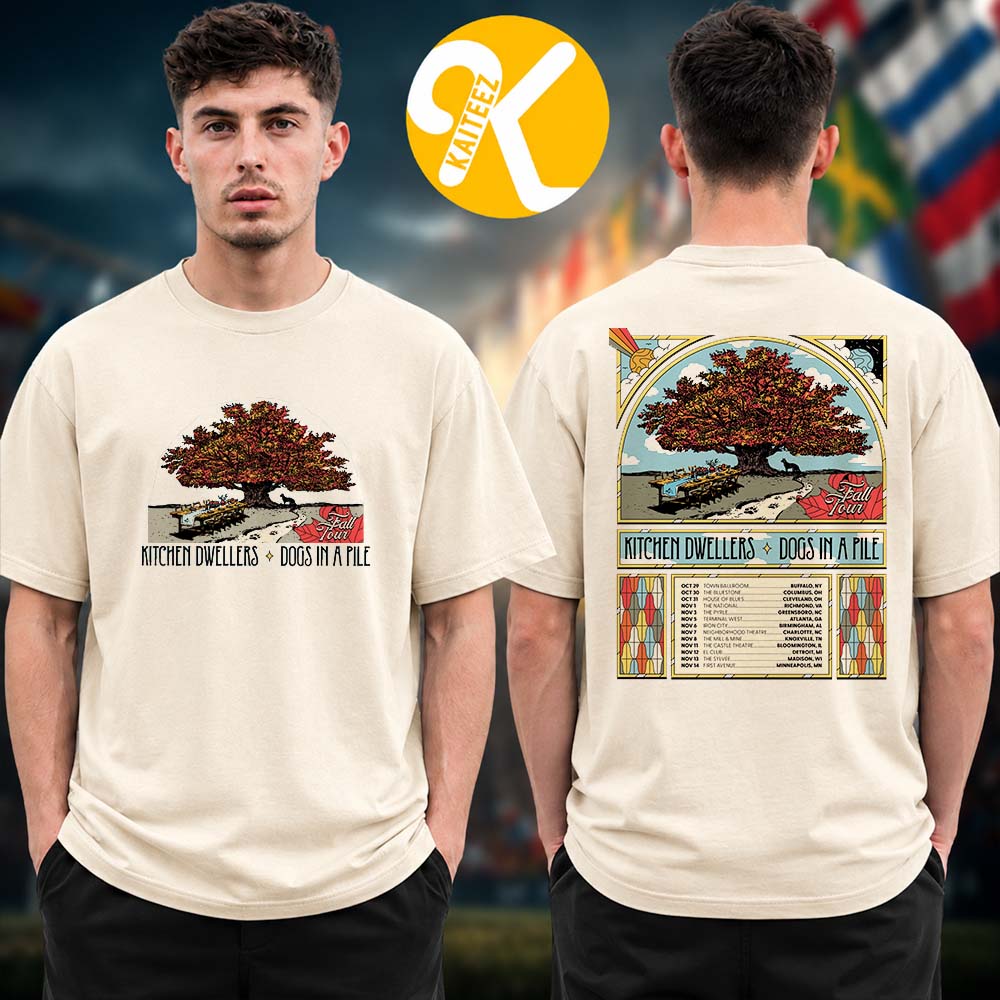 Kitchen Dwellers And Dogs In A Pile Fall Tour 2026 Tour Dates Two Sided Unisex T-Shirt Kitchen Dwellers And Dogs In A Pile Fall Tour 2026 Tour Dates Two Sided Unisex T-Shirt