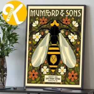 Mumford And Sons Charlotte NC Event Poster At Spectrum Center In Charlotte NC On August 9 2026 Home Decor Poster Canvas
