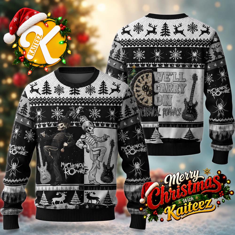My Chemical Romance We’ll Carry On Ugly Christmas Sweater My Chemical Romance We’ll Carry On Ugly Christmas Sweater