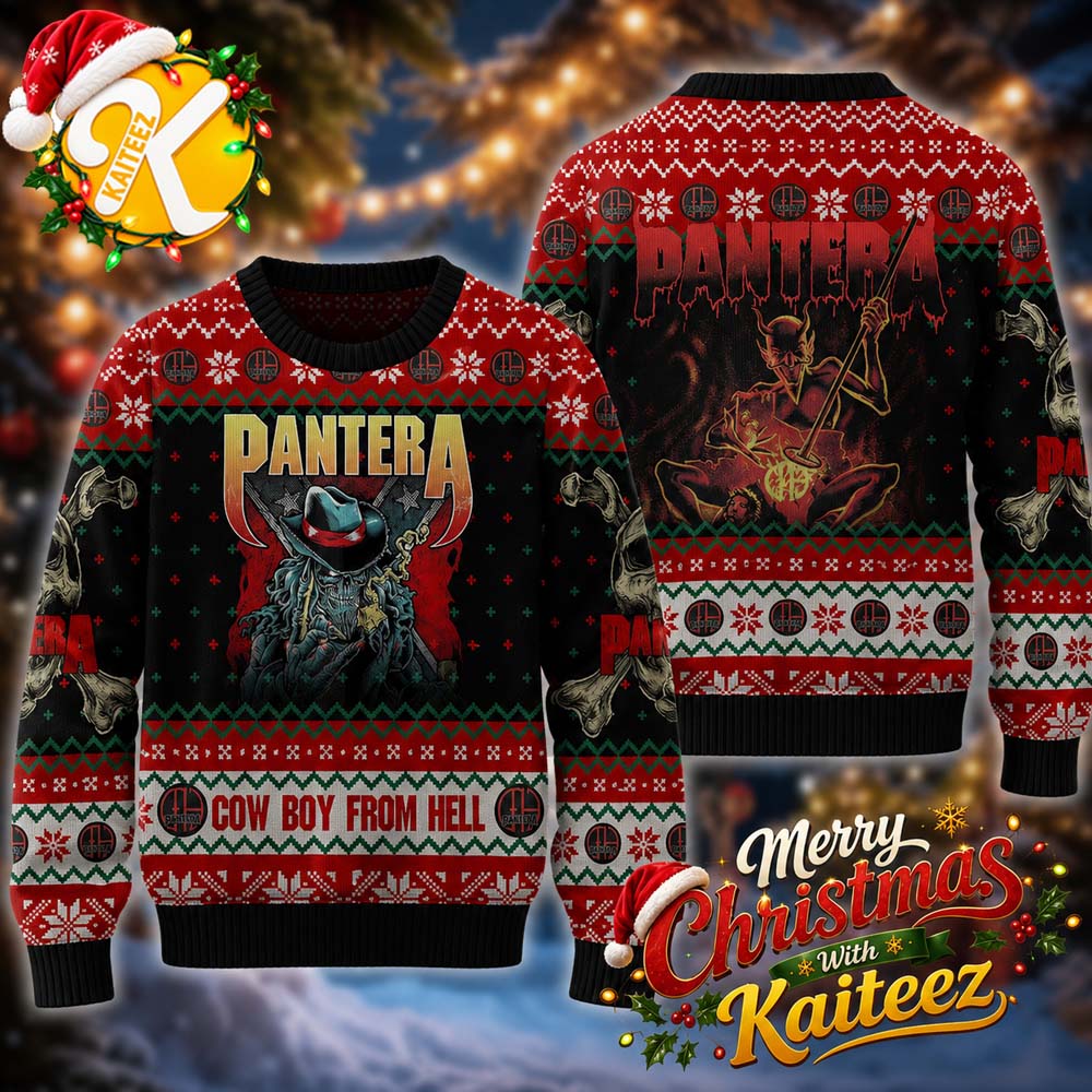 Pantera Cowboy From Hell Christmas Ugly Sweater Pantera Cowboy From Hell Christmas Ugly Sweater