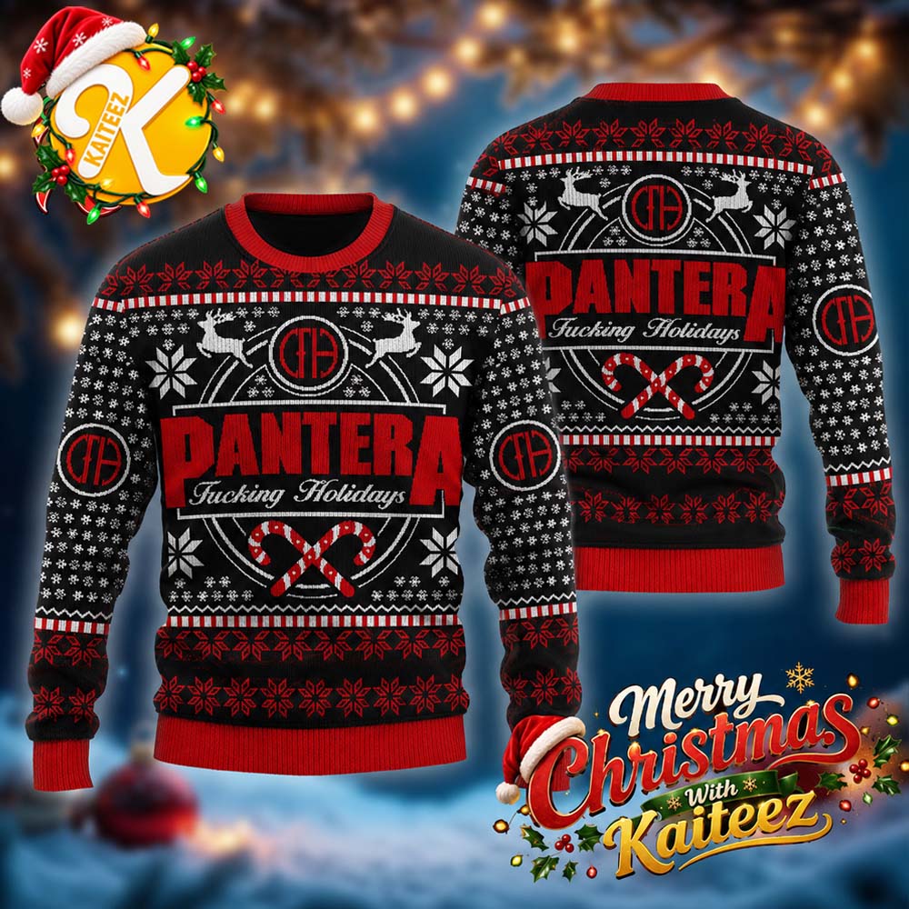Pantera Fucking Holidays Candy Crane Christmas Ugly Sweater Pantera Fucking Holidays Candy Crane Christmas Ugly Sweater