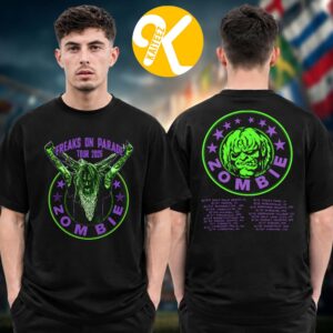 Rob Zombie Merch Freaks On Parade Tour 2026 Circle Star Tour Dates Two Sided Unisex T-Shirt