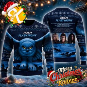 Rush Fly By Night Album Cover Chrismas Ugly Sweater