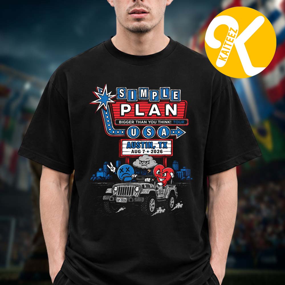 Simple Plan Austin TX Event Tee At Moody Amphitheater At Waterloo Park In Austin TX On August 7 2026 Unisex T-Shirt Simple Plan Austin TX Event Tee At Moody Amphitheater At Waterloo Park In Austin TX On August 7 2026 Unisex T-Shirt